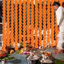 Giegxin 50 Pack Marigold Garland Bulk 5 ft Day of the Dead Artificial Marigold Garland Flowers Indian Faux Flower for Wedding Diwali Dia De Los Muertos Party Decoration Supplies(Orange)