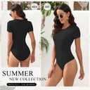 BALENNZ 5 Pack Bodysuits for Women Short Sleeve Round Neck Bodysuit Tops Crew Neck Basic Casual Stretchy Tshirt Bodysuits Large