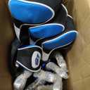 Precise S7 Mens 18-Piece Golf Set  Titanium Driver, Woods, Hybrid, 5-SW Irons, Putter, Stand Bag, 4 Headcovers and Cover  RH (Regular Size, Blue)