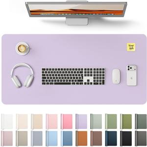 YSAGi Leather Desk Protector, Office Mat, Large Mouse Mat, Non-Slip PU Leather Blotter, Laptop Desk, Waterproof Writing Pad for Office and Home (Light Purple, 35.4" x 17")