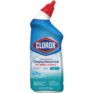 Clorox Toilet Bowl Cleaner, Clinging Bleach Gel, Cool Wave Scent, 24 Ounces (24 Fl Oz (Pack of 1))