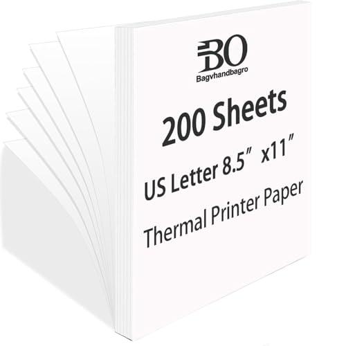 200 Sheets, Thermal Printer Paper 8.5 x 11 Inches, Single US Letter Size, Suitable with Most Thermal Portable Printer, Such M08F/A40, Quick-Drying, Waterproof(Single, Keep 3 Years)