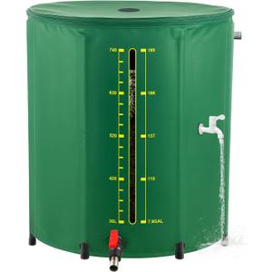 200 Gallon Rain Barrel with Water Level Indicator, Detachable Filter Screen Designed for Rain Water Collection Barrel, Rain Barrels to Collect Rainwater from Gutter with Spigots and Overflow Kit