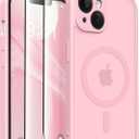 CAPRARO Magnetic for iPhone 14 Case, [Compatible with MagSafe] [Full Camera Protection] Shockproof Protective Slim Translucent Matte Phone Case for iPhone 14 6.1'', Peach Pink