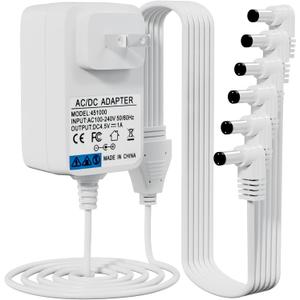 4.5V White Power Adapter, Compatible with Lemax Lighting Accessories 74295 74707 84428 44242 94527 94563 94565 94566 94564 64517 74269 Christmas mini Lighting Building Decoration (6 Output Heads)