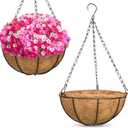 ZeeDix 2 Pack 16 Inch Large Hanging Baskets for Plants Outdoor with Coconut Liners Replacement, Hanging planters Baskets with Natural Coco Liner for Outdoor Indoor Planters Flowers Vegetables