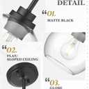 Pendant Lights Kitchen Island, 7" Modern Black Hanging Lights Fixtures with Clear Glass Globe Shade, Kitchen Island Lighting for Bathroom, AD-22280-1P-BK-C