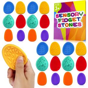 Sensory Fidget Toys for Kids Adults 24 PC Silicone Worry Stone Travel Toy for Autism ADHD Teens Calm Down Quiet Anxiety Fidgets for Classroom Stress Toy Christmas Stocking Stuffer Gift for Kid (24PC)