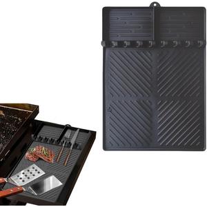 2 x Silicone Griddle Tools Mat For Blackstone Silicone Spatula Grill Mat with Drip Pad Outdoor Bbq Grill Mats Grill Side Shelf Mat for Blackstone Griddle