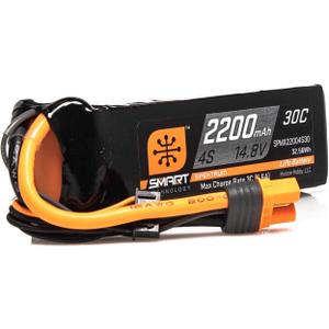 Spektrum Smart RC LiPo Battery Pack: 2200mAh 4S 14.8V 30C with IC3 Connector (EC3 Compatible), SPMX22004S30, Black