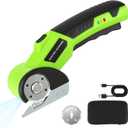 Cordless Cardboard Cutter with Safety Lock & LED  4V Rechargeable, Extra Blade Included, Electric Box Cutter for Cardboard, Fabric Rotary Cutter for Wrapping Paper, Carpet & Leather