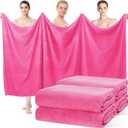 Mixweer 4 Pcs Oversized Bath Towels, 40 x 80 Inch Giant Microfiber Jumbo Bath Sheets Soft Bathroom Microfiber Quick Dry Absorbent Shower Towels for Spa Camping Beach(Hot Pink)
