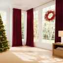 NICETOWN Extra Long Red Blackout Christmas Velvet Curtains 120 inches Long, Super Soft Light & Heat Blocking Sliding Glass Door Romantic Drapes for Window/Dance Room (52" Wide), 2 Panels