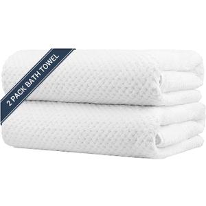HOMEXCEL Bath Towels Pack of 2, (27 x 54 Inches) Microfiber Ultra Soft Highly Absorbent Bath Towel Set, Lightweight and Quick Drying Towels for Body, Sport, Yoga, SPA, Fitness, White