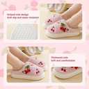 Cherry Slippers For Women Men Cozy Winter Warm Fuzzy Slippers House Slides Shoes Non Slip Cozy Home Bedroom Shoe (Pink) 5-6