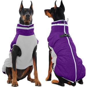 Dog Winter Jacket Cozy Reflective Waterproof Windproof Warm Pet Garment,Comfortable Cold Weather Fleece Apparel Outfits with Zipper Closure for Small Medium Large Dogs Puppy Walking,XXX-Large (Purple)