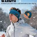 Winter Headbands for Women & Men, Reflective Fleece Ear Warmers, Non-Slip Sports Headbands for Running, Cycling, Skiing, Hiking and Daily Wear, Navy Blue (Blue)