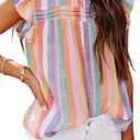 SHEWIN Womens Summer Crewneck Tank Tops Casual Ruffle Sleeveless Tops Shirts (X-Large, B Multicolor)