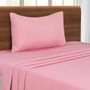 MALLONI HOME Twin Sheet Set - Double Brushed Microfiber Bedding Set, 3 Piece Deep Pocket Sheet - Ultra Soft, Easy-Fit, Wrinkle Free, Quick Dry, Easy Care - Rose 