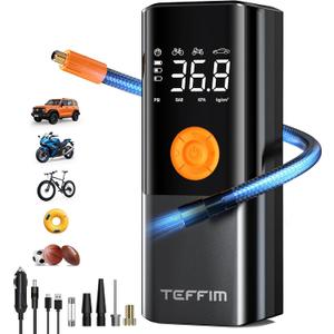 Tire Inflator Portable Air Compressor, 150PSI20000mAh Battery Air Pump for Car Tires, 6X Inflate Portable Tire Inflator for Car Motorcycle Balls Bike Pump,12DC Tire Pump with LED Light, Auto shut-off