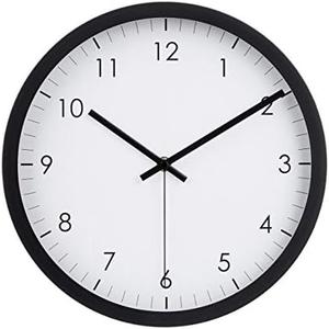 Amazon Basics Classic 12", Easy to Read, Silent Non Ticking, Battery Operated, Round Wall Clock, Black