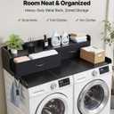 VEVOR 2 Drawers Washer Dryer Countertop with Shelf, 54" x 27" Wooden Laundry Countertop with 2 Hooks & Splicing Panels, Washer and Dryer Topper, Laundry Room Organization and Storage, Black, 2 Tier With Drawers