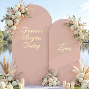 Nude Arch Backdrop Cover Set of 2-7.2ft, 6ft Arch Covers Stretchy Backdrop Spandex Party Arch Stand Covers for Birthday Party Baby Shower Wedding Bridal Shower Banquet Photo Background Decorations