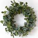 HomeKaren Eucalyptus Wreaths for Front Door 22", Handmade Green Leaves Wreath for Summer, Spring and All Seasons, Greenery Floral Wreath for Wall and Outside