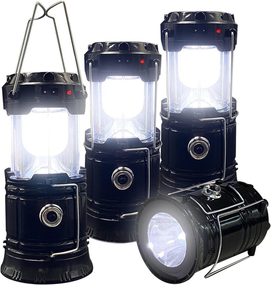 Collapsible Portable LED Camping Lantern XTAUTO Lightweight Waterproof Solar USB Rechargeable LED Flashlight Survival Kits for Indoor Outdoor Home Emergency Light Power Outages Hiking Hurricane 3-Pack
