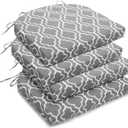 downluxe Outdoor Chair Cushions Set of 4 for Patio Furniture, Water-Resistant Patio Chair Cushions with Ties, High Density Foam Outdoor Seat Cushion, 17" X 16" X 2", Grey Gourd