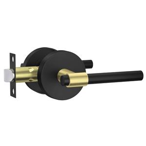 goldenwarm 1 Pack Black and Gold Passage Door Handle, Matte Black Closet Door Handle, Black and Gold Interior Lever Door Handles for Hallway, Closet