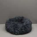 Dog Calming Beds for Small Dogs - Round Donut Washable Puppy Dog Bed, Anti-Slip Faux Fur Fluffy Donut Cuddle Anxiety Cat Pet Bed(20" Dark Grey)