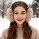 Nfvjfxz 1Pcs Foldable Earmuffs Adult Winter Warm Plush Adjustable Ear Muffs Soft Thermal Earmuffs for Skiing Running Hiking (Khak)