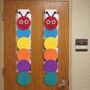2 x 2 Pcs Cartoon Caterpillar Classroom Door Window Cover Back to School Door Curtain Classroom Decor Caterpillar Shape Blackout Curtains for Kindergarten Daycare Primary School Teachers Office Decor, 5.9"W x 8.3"L
