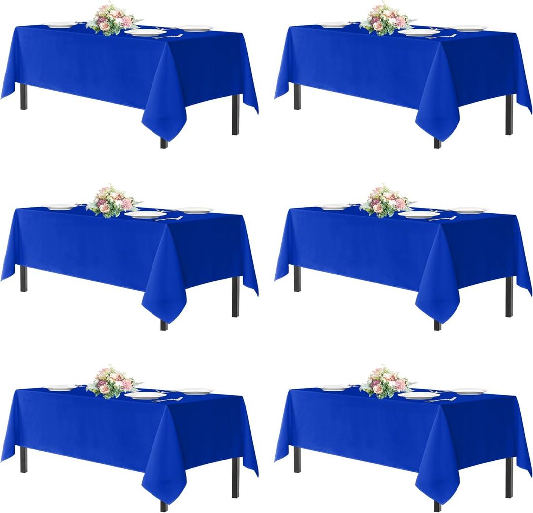 Sancua Royal Blue Tablecloths for 6 Foot Rectangle Tables, 6 Pack - 60x102 Inch - Washable Fabric Cloth Table Cloth, Reusable Polyester Table Covers for Wedding Party, Banquet, Independence Day