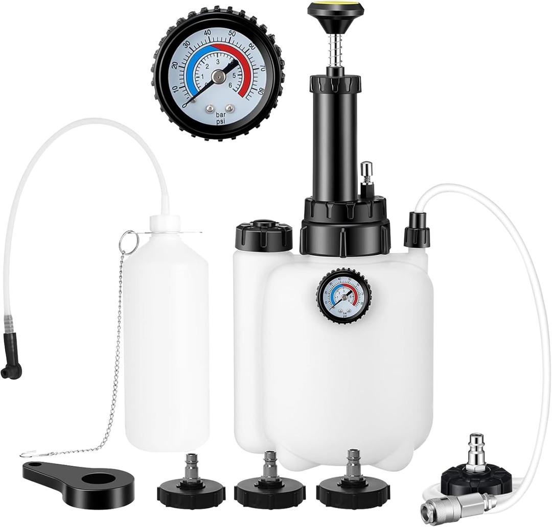 3L Brake Bleeder Kit, Manual Brake Bleeder Vacuum Pump Kit, Brake Fluid Bleeder Kit With 1l Brake Bleeder Bottle And 4 Master Cylinder Adapters, Brake Bleeding Kit Suitable for Most Vehicles