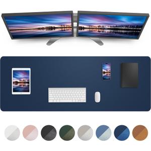 Leather Desk Pad Blotter,Mouse Pad,Office Desk Mat, Non-Slip PU Leather Desk mat,Large Desk mat,Waterproof Keyboard mat for Office/Home/Decor (Midnight Blue,48" x 24"), 48" x 23"