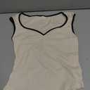 Women's Sweetheart Neck Sleeveless Tank Tops Slim Fit Elegant Color Block Knit Tops (S)