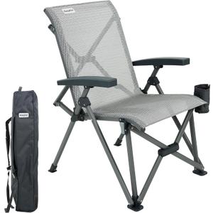 SUNNYFEEL Folding Camping Chair Heavy Duty Ergonomic Chairs Support 500lbs with Adjustable Breathable High Back Support and Cup Holder, Aluminum Frame for Fishing, Camp, Beach, Lawn, RV, Patio, 32*25*39Inch