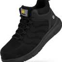 FitVille Extra Wide Work Boots for Men Composite Steel Toe Safety Boots High Top Work Shoes for Men (Black)