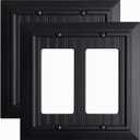 Black Classic Beadboard Wall Plates,Light Switch Covers,Electrical Outlet Covers, Switch Plates of Various Combination, Nature Bamboo Fiber Wall plate (2 Gang Decorator 2PK)
