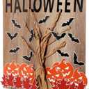 100 Pcs Halloween Classroom Bulletin Board Decorations Happy Halloween Bat Pumpkin Maple Leaf Bulletin Board Paper Cutouts with Glue Points for School Classroom Home Wall Decor
