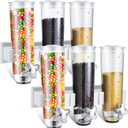 Umigy 2 Pcs Candy Dispenser Wall Mounted, Triple Dry Cereal Grain Dispenser Machine Wall Mount, Food Storage Container for Pantry Snack with 3 Cup for Kitchen, 39 oz (White)