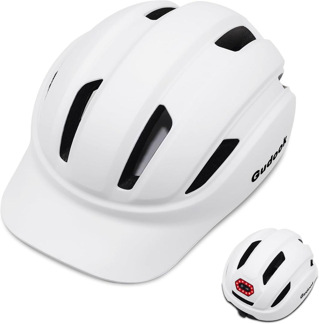 Adult Bike Helmet for Men - Women Bicycle Helmet with LED Rear Light - Certified Comfort Adjustable Baseball Cap Style Cycling Helmets for Urban Commuter Road Biking Scooter, Large