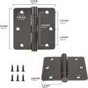 goldenwarm 3 Pack 304 Stainless Steel Door Hinges, Oil Rubbded Bronze Non Removable Pin Heavy Duty Ball Bearing Door Hinges 3.5 Inch, Commercial and Residential Door Hardware, with 1/4 Inch Radius