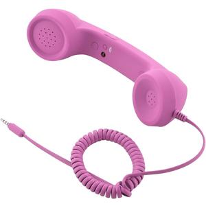 CM Vintage Retro Telephone Handset Cell Phone Receiver MIC Microphone for Cellphone Smartphone, 3.5 mm Socket (Pink)