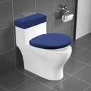 Toilet Lid Set, Two-Piece Cover, Washable, Spandex, Fits Most, Navy Blue