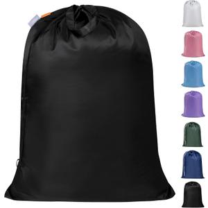 Polecasa Extra Heavy Duty Large Laundry Bag with Sturdy Handles and Drawstring Closure, 28 x 36 inches Durable Storage Bags for Basket, Hamper, College, Dorm, Travel, Black