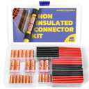 haisstronica Non Insulated Butt Connectors Kit, AWG 8-4 24pcs Bare Copper Splice Terminals with 24pcs 3:1 Heat Shrink Tubing for Automotive Marine Precision chamfered Uninsulated Wire Connectors