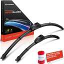 A-Premium 26" + 17" Windshield Wiper Blades with Wear Indicator & Towel